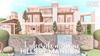 Lakeside Modern Hillside Mansion  Bloxburg Build [upl. by Jarietta785]