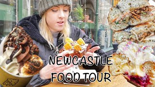 EXPLORING NEWCASTLE UPON TYNE FOOD SCENE  BAGELS DETROIT PIZZA SOFT SERVE CRUFFINS amp MORE [upl. by Nimaynib]