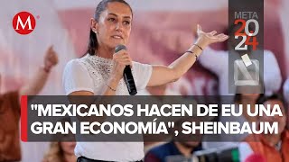 quotMexicanos hacen de EU una gran economíaquot Claudia Sheinbaum durante visita en California EU [upl. by Sarine]