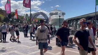 Sydney downtown walking tour on Market Street Victoria Building York Street amp up to Circular Quay [upl. by Eelak934]