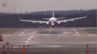 Russian IL96400T heavy crosswind landing Düsseldorf FULL HD [upl. by Cavallaro88]