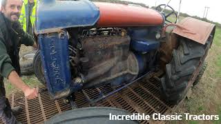 Challenging Start 1943 Fordson Model N 44 Litre 4Cyl PetrolTVO Tractor 27 HP [upl. by Joab]