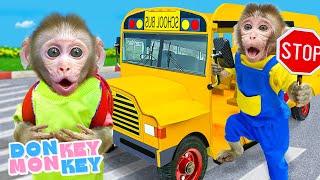 🚌 Horario Escolar 🚎 Ruedas En El Autobús  Donkey Monkey  Canciones infantiles [upl. by Arnst]