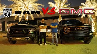 2022 GMC SIERRA AT4X vs 2022 RAM REBEL GTهل لازال الرام افخم وانيت؟ [upl. by Asiled]