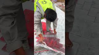 The process of laying an embossed concrete floor [upl. by Esorlatsyrc]