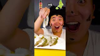 Chili sauce vs Wasabi sauce Emoji food Challenge  Raw shrimp Mukbang Funny Video shorts [upl. by Aisha]