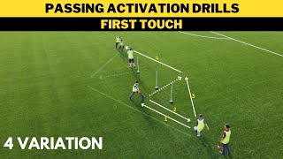 Passing Activation Drills  First Touch  4 Variation  FootballSoccer Training  U13 [upl. by Susana]