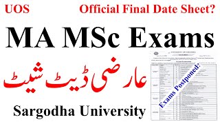 MA MSc Tentative Date Sheet 2024 Exams UOS  MA MSc Final Date Sheet 2024 UOS  MA MSc UOS [upl. by Hujsak702]