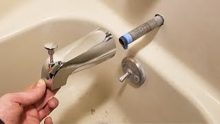 Bathtub Spout with Diverter Replacement Fix Leaking Tub Spout Jonny DIY [upl. by Ahsied]