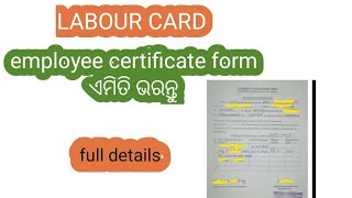 labour card for employees certificate form  employee certificate form odia  labour card apply [upl. by Oicaroh685]