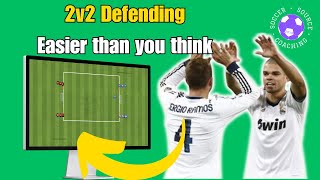 CRITICAL 2v2 Defending SoccerFootball Drill To STOP Goals [upl. by Sirac]