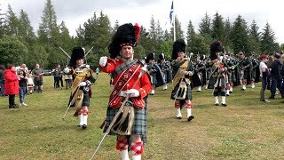 Chieftain leads the Pipe Bands at the close of 2019 Tomintoul Highland Games in Moray Scotland [upl. by Elades361]