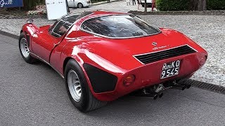 1968 Alfa Romeo 33 Stradale 20 V8 Engine Sound Warm Up amp Driving [upl. by Spanjian392]