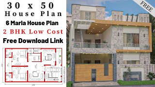 30x50 House Plan 3D  6 Marla House Plan  30x50 House Map  6 Marla House Design  30x50 House Plan [upl. by Butta]