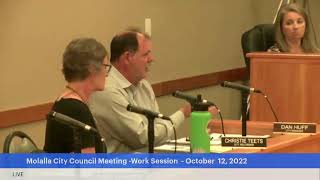 Molalla City Council Meeting Work Session  October 12 2022 [upl. by Kunin]