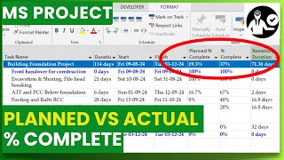 MS Project  Planned and Actual  Complete in Microsoft Project  Tracking Schedule and Custom Field [upl. by Aronle]