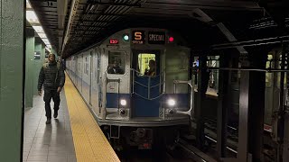 Vintage Redbird Train Of Many Colors passing Times Sq in preparation for the Yankees Home Opener [upl. by Seroka]