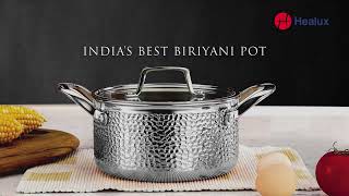 Healux Super Chef Triply Series 28cm Hammered Steel Sauce Pot Biryani Pot [upl. by Niwdog171]