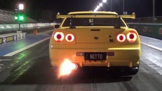 NITTO 101  154 MPH  NISSAN SKYLINE R34  TEST N TUNE 07082013 [upl. by Ecirtra]