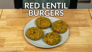 IndianSpiced Red Lentil Burgers Recipe [upl. by Aihsyak126]