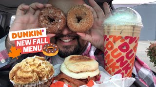 Dunkin’ Donuts NEW Pumpkin Spice Season Menu Mukbang 🎃 [upl. by Iene368]