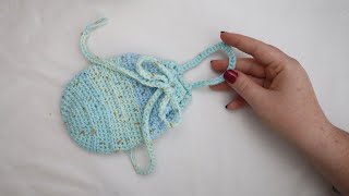 Crochet A Small Drawstring Pouch  Beginner Friendly Tutorial [upl. by Cob]