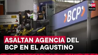 Seis delincuentes asaltan una agencia bancaria en El Agustino robo deja una persona herida [upl. by Nednerb]