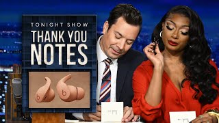 CoHost Megan Thee Stallion and Jimmy Write Their Thank You Notes  The Tonight Show [upl. by Sigfried]