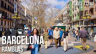 Barcelona La Rambla Complete Tour  The Legendary Boulevard  🇪🇸 Spain 8K HDR Walking Tour [upl. by Nwahsit30]