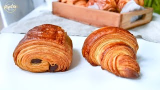 Pâte levée feuilletée  Pains au chocolat et Croissants [upl. by Butte180]