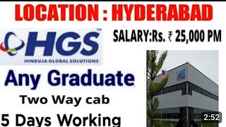 Latest jobs in HGS Walk in interview Hyderabadany degreefresherscab facilityMnc jobshyb jobs [upl. by Nydia176]