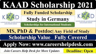 KAAD Scholarship 2021  Scholarship in Germany  MSPhDPostdoc  Fully Funded  Study in Germany [upl. by Wallache]