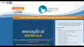 Matrícula Fácil 2024  rede estadual do Rio de Janeiro calendário inscrições online [upl. by Ahsuas]