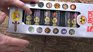 WorldClass Fireworks Excalibur Platinum 60g 5quot Shell Reloadable Mortar Review 24 Assorted Effects [upl. by Ellehsar601]