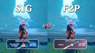 Kazuha F2P vs SIG  Best Weapon for Kazuha  Genshin Impact [upl. by Keithley]