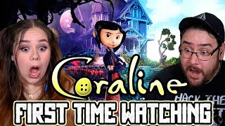 Coraline 2009 Movie Reaction  Our FIRST TIME WATCHING  This film is beautifully horrific [upl. by Korfonta]