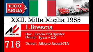 Mille Miglia 55  Stage 1Brescia f  Lancia D24  onboard [upl. by Drarej613]