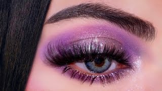 Sparkly eye makeup tutorial in 5 min💜 Spring eyemakeup [upl. by Dionne]