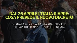 Dal 26 aprile torna la zona gialla e l’Italia riapre cosa prevede il nuovo decreto [upl. by Inohs]