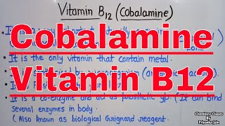 Vitamin B12  cobalamin  its structure  functions  biological role as coenzyme [upl. by Mw]