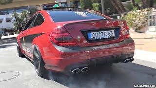 Mercedes C63 AMG by TIP Exclusive Doing Burnouts amp Revs in Monaco [upl. by Niamrej]