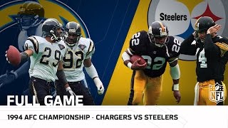 1994 AFC Championship Junior Seau amp Chargers take on Mighty Steelers  NFL Full Game [upl. by Hgeilyak]