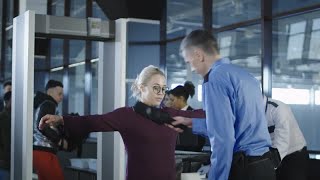 Airport Security Guard Checking Passenger Stock Video [upl. by Alokin]