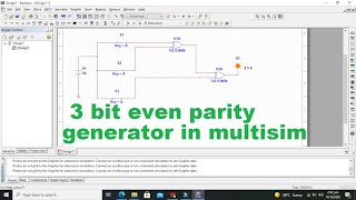 3 bit even parity generator in multisim  simulation of 3 bit even parity generator in multisim [upl. by Ttreve]