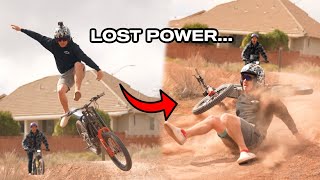 My Electric Dirt Bike Shut OFF while JUMPING CRASH [upl. by Eram207]