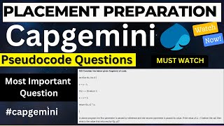 Capgemini Important Pseudocode Questions capgemini [upl. by Adekram]