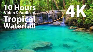 4K UHD 10 hours  Tropical Waterfall  mindfulness ambience relaxing meditation nature [upl. by Hastings]