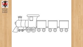 How to Draw a Train Easy Drawing  Step by Step Steam Train Sketch for Beginners  Art Tutorial [upl. by Kalk]