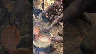 Soups is ready😋🍲 everyone eating with her cup its very Delicious 😋😋Hadzabe Tribe [upl. by Esinwahs]