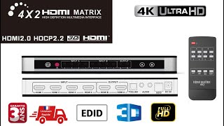 HDMI MATRIX  4 Input 2 Output 4x2 Switch  Splitter 3D  4K  UHD 3D  SPDIF 51 Audio [upl. by Gamages]